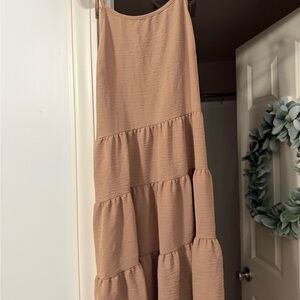 Tiered Tan Sleeveless Dress